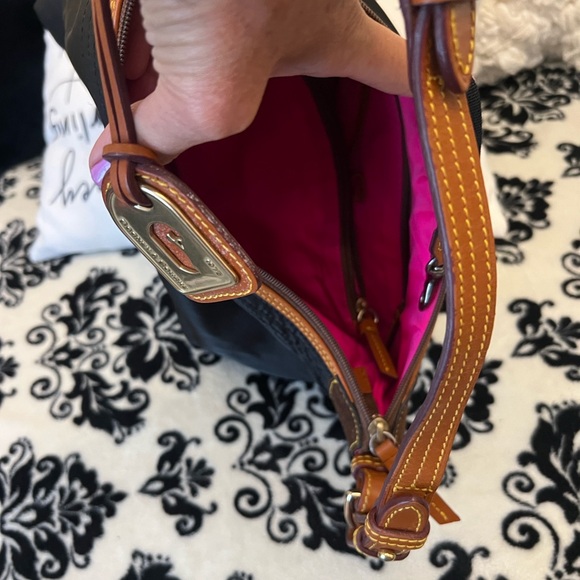 Dooney & Bourke Black Nylon Shoulder Bag with Brown Leather Trim - Picture 4 of 5